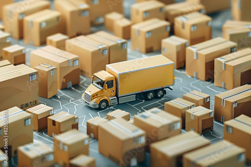 Delivery truck amidst a sea of packages