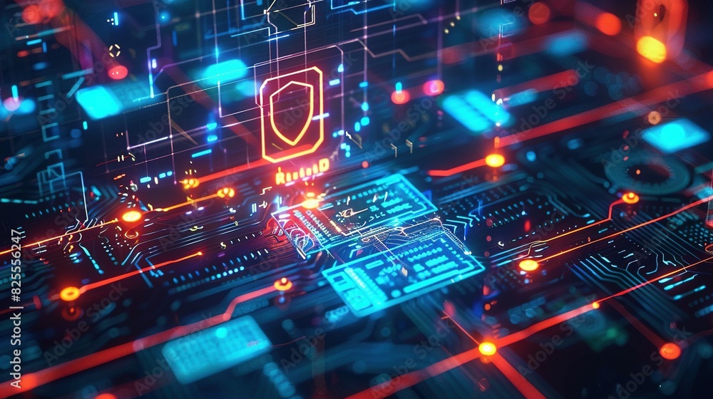 Cybersecurity Network Interface: High-Tech Display with Copy Space Cybersecurity Network Interface: High-Tech Display with Copy Space