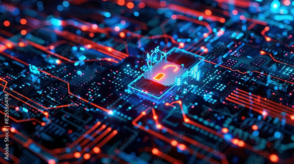 High-Tech Cybersecurity Interface: Dynamic Network Display with Copy Space High-Tech Cybersecurity Interface: Dynamic Network Display with Copy Space