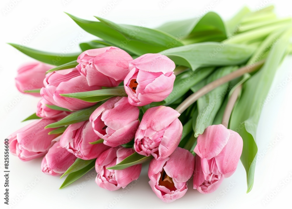 Pink Tulips Bouquet Isolated on White Background Pink Tulips Bouquet Isolated on White Background