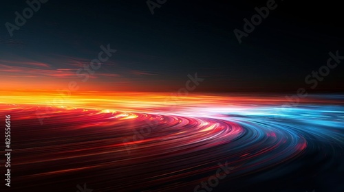 Dynamic abstract light trail pattern with vibrant red and blue colors against a dark background, creating a sense of motion and fluidity.