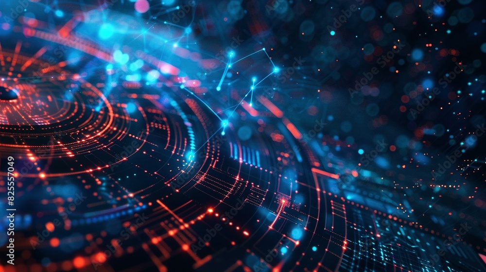 Obraz premium Cybersecurity Network: High-Tech Interface with Dramatic Compositions