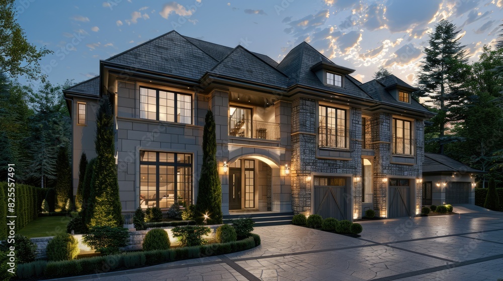 Fototapeta premium luxury home 3d illustration of a newly built