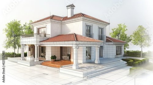 Fototapeta Naklejka Na Ścianę i Meble -  luxury home 3d illustration of a newly built
