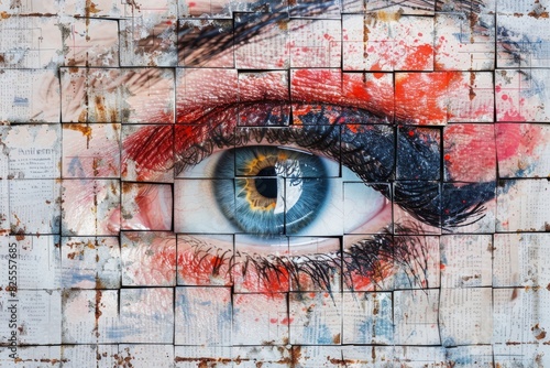 Artistic depiction of an eye on a mosaic background showcasing unique visual perception