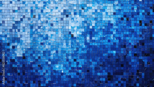 Abstract Blue Cubic Mosaic Texture  