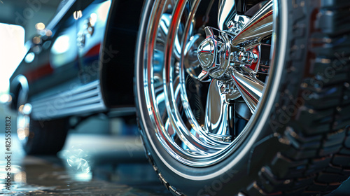 Shiny chrome car wheels and rims close-up © ALEXSTUDIO