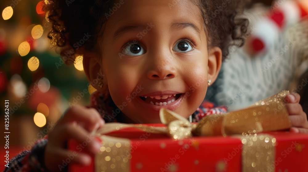 A child's hands eagerly unwrapping a gift box, eyes wide with excitement and wonder. A child's hands eagerly unwrapping a gift box, eyes wide with excitement and wonder.