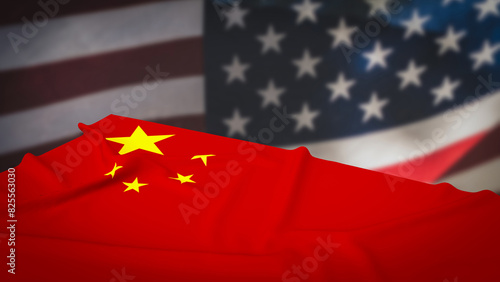 The Chinese and USA flag for Business concept 3d rendering.