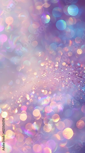 Abstract blur bokeh banner background. Rainbow colors  pastel purple  blue  gold yellow  white silver  pale pink bokeh background 