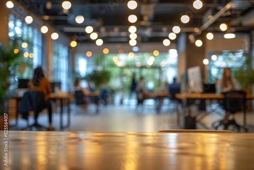 Business office with blurred people casual wear  with blurred bokeh background