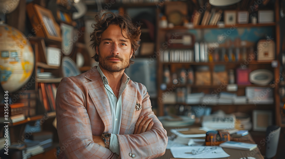 A Man Standing in a Small Store Surrounded by Merchandise A Man Standing in a Small Store Surrounded by Merchandise