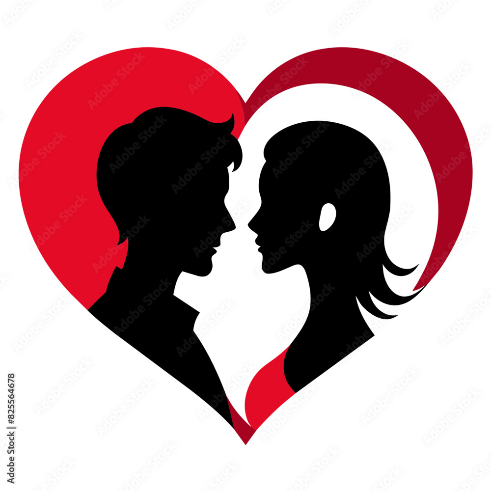 Heart love shape silhouette outline in couple