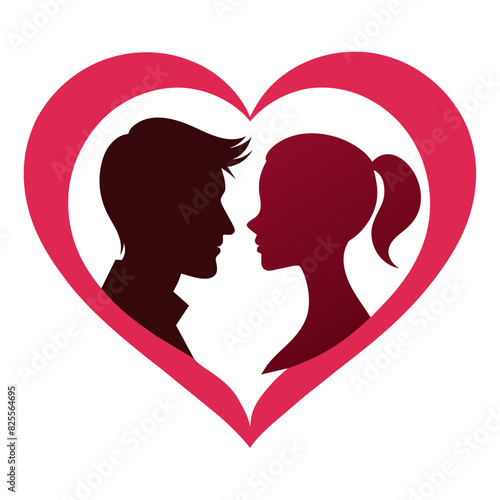 Heart love shape silhouette outline in couple © CreativeDesigns
