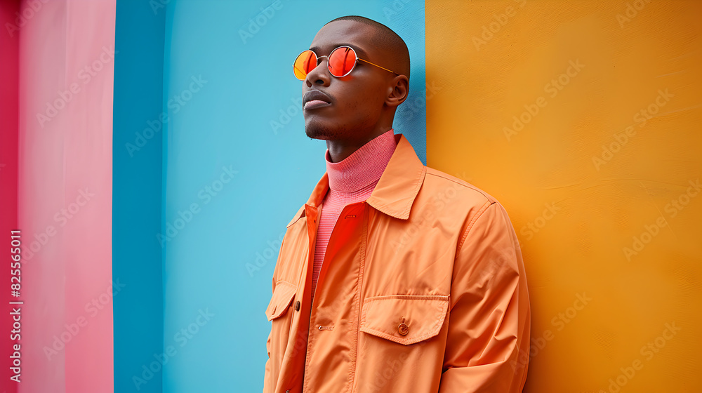 Man Standing in Front of Colorful Wall Man Standing in Front of Colorful Wall