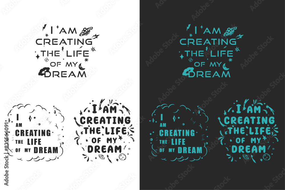 I am creating the life of my dreams lettering poster set. Spiritual ...
