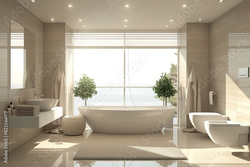 Contemporary bathroom with copyspace.