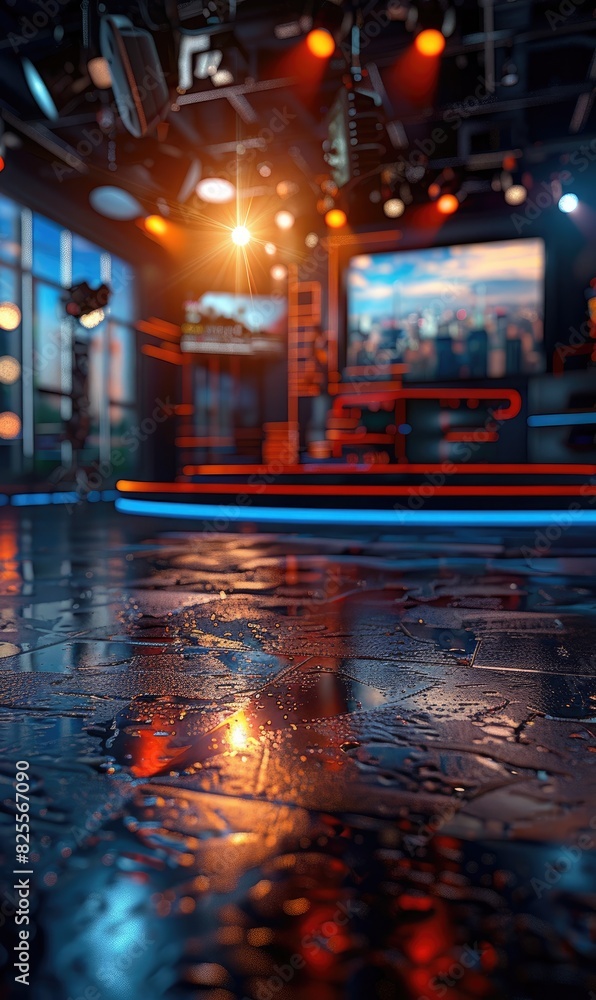 Obraz premium Newsroom backdrop: inside the newsroom, the dynamic environment and intricate processes behind delivering timely and accurate news to the public