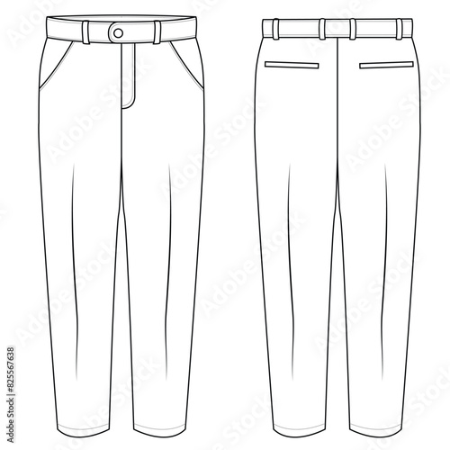 Suit trousers vector illustration.. Trouser mock up editable	