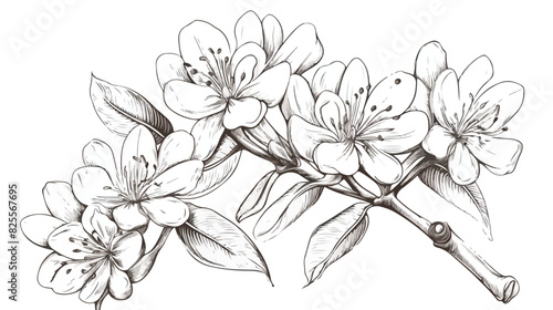 Hand drawn clove tree flower buds monochrome sketch