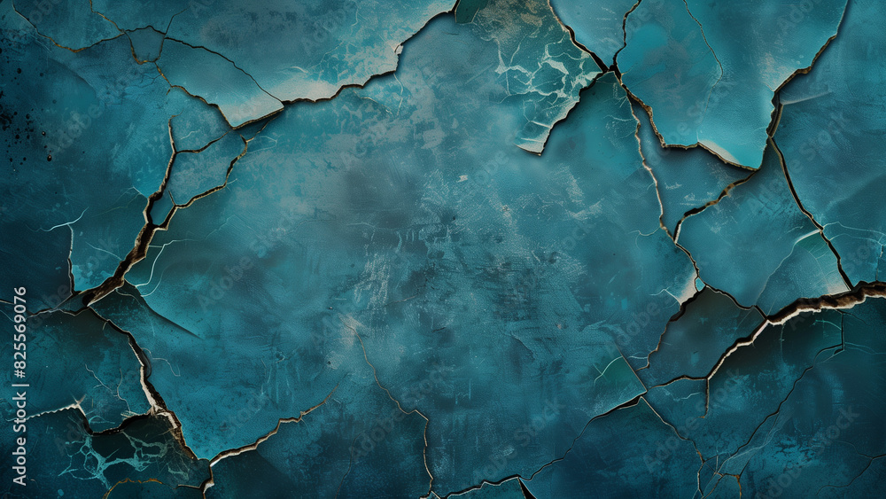 Fragmented Blues: Cracked Glass on Blue Grunge Fragmented Blues: Cracked Glass on Blue Grunge