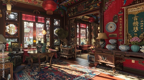 Living Room With An Eclectic Mix Of Global-Inspired Decor, Including Moroccan Rugs And Asian Artifacts , Room Background Photos