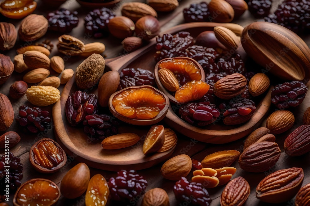 nuts and raisins lying on the table nuts and raisins lying on the table