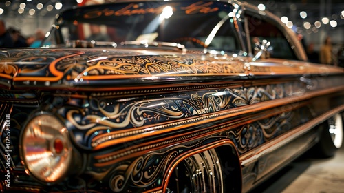 A customized lowrider with intricate paintwork photo
