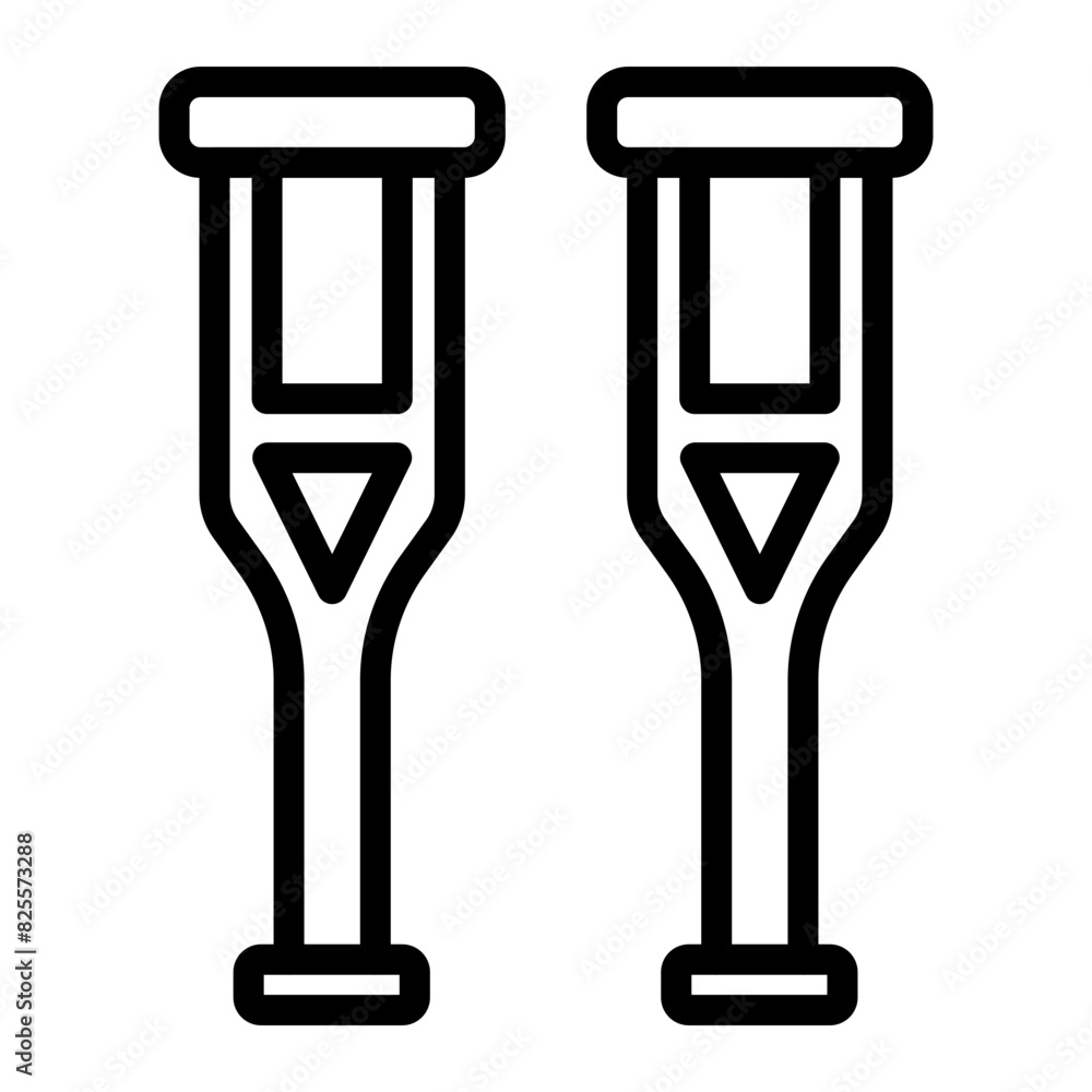 Crutches Vector Line Icon Design Crutches Vector Line Icon Design