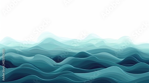 A blue ocean with waves crashing against the shore. The water is calm and peaceful  with no signs of any disturbance