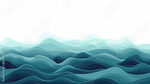 A blue ocean with waves crashing against the shore. The water is calm and peaceful, with no signs of any disturbance