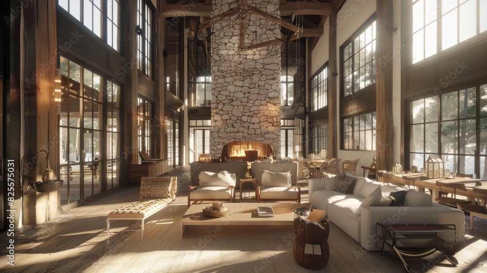 Rustic Farmhouse Living Room With A Large Stone Fireplace, Vintage Furniture, And Warm Lighting, Room Background Photos Rustic Farmhouse Living Room With A Large Stone Fireplace, Vintage Furniture, And Warm Lighting, Room Background Photos