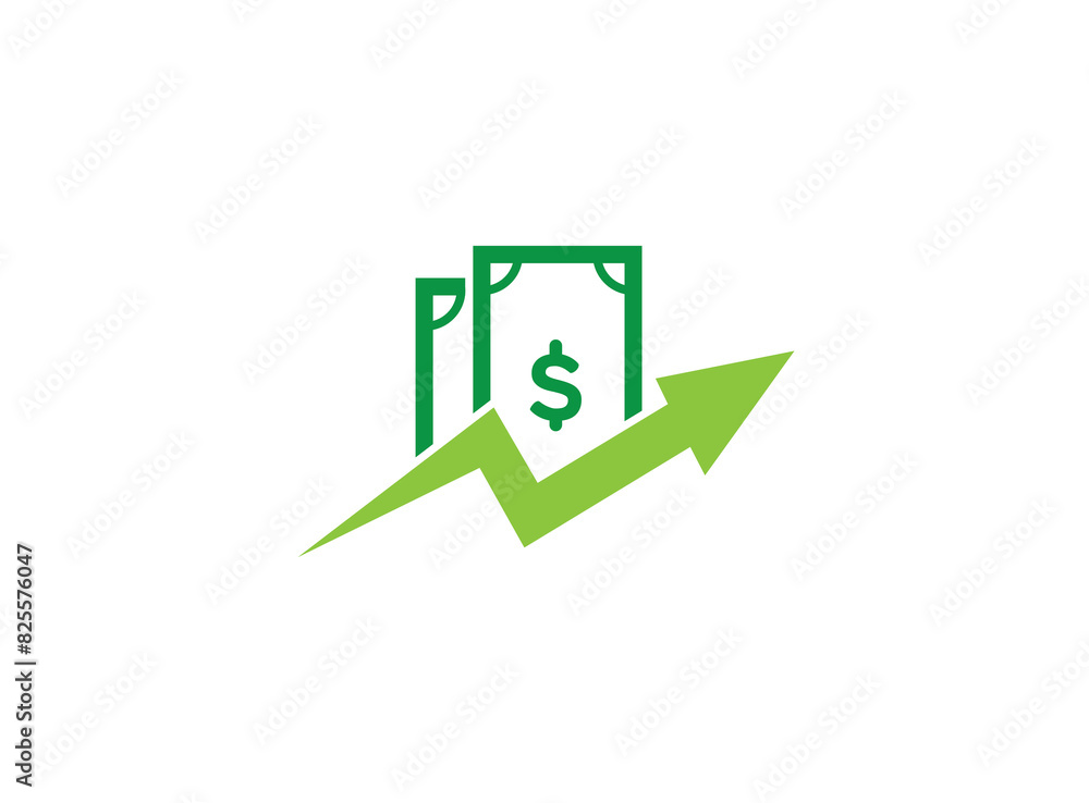 Money chart logo arrow finance icon design, earning income cash symbol illustration Money chart logo arrow finance icon design, earning income cash symbol illustration