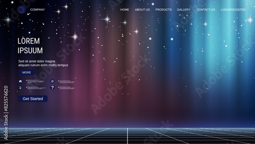 Modern trendy landing page vector design template. Deep space background