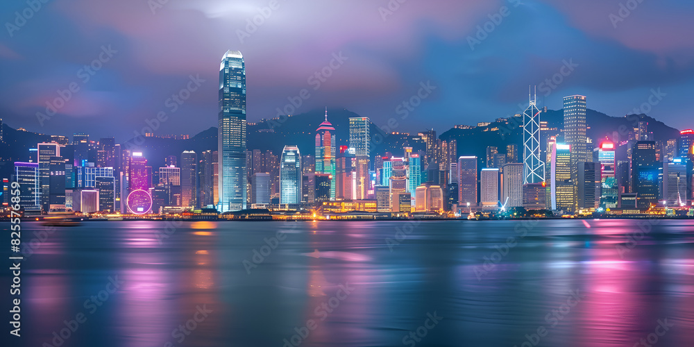 Fototapeta premium Skyline with violet sky