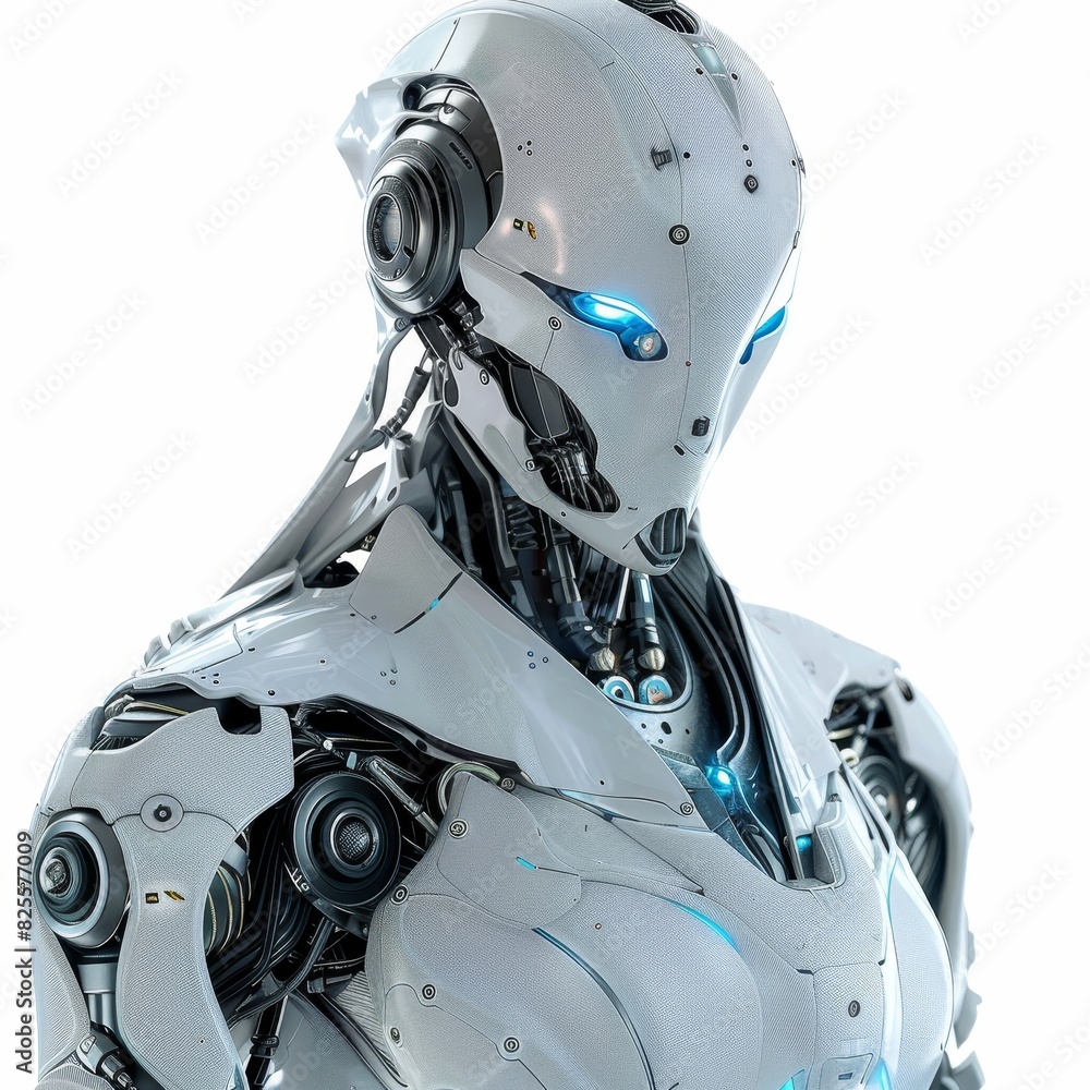 a robot with a blue light on its face a robot with a blue light on its face