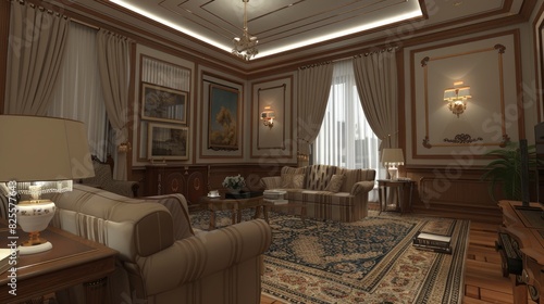 Living Room With A Classic  Traditional Design And Elegant Furniture  Room Background Photos