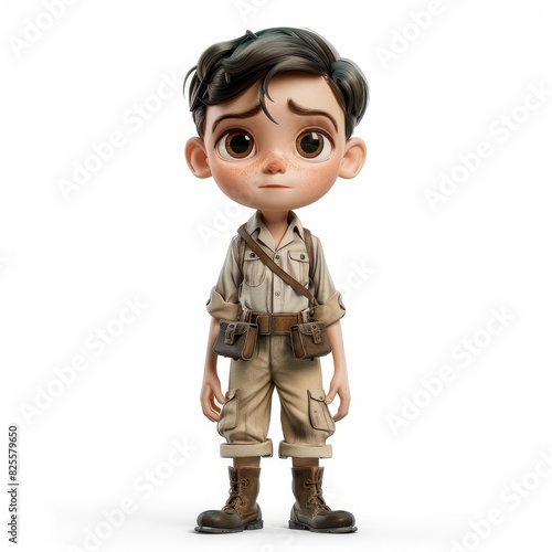 a cartoon character of a boy in a military uniform, transparent background png © LUPACO C