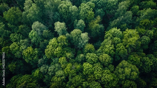 Aerial perspective of a vast expanse of untouched, wild forest, showcasing Earth's natural splendor