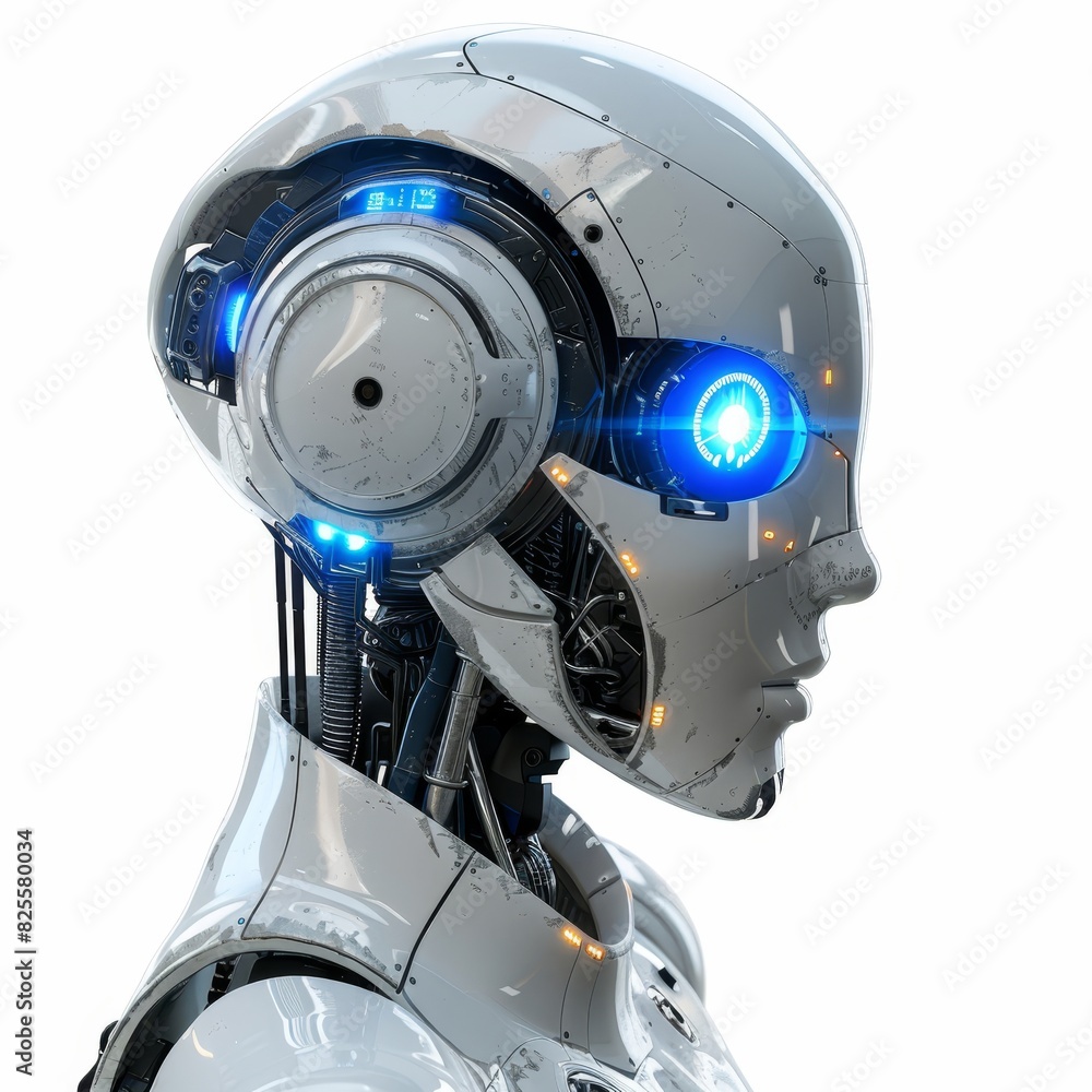 a robot with blue eyes and a head of light, transparent background png a robot with blue eyes and a head of light, transparent background png