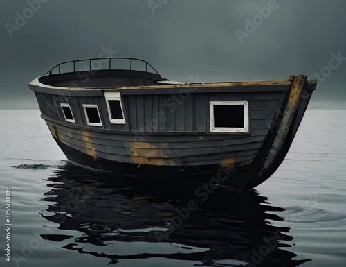 Serene Solitude: A Lone Boat in the Warm Glow of Sunset, boat on the water