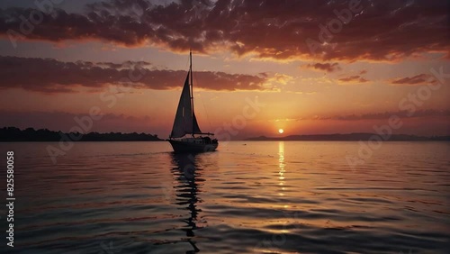 Romantic Emotivity: A Lone Boat Sailing into the Sunset