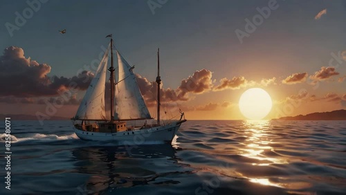 Romantic Emotivity: A Lone Boat Sailing into the Sunset