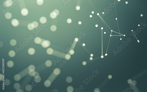 Abstract background. Molecules technology with polygonal shapes, connecting dots and lines. Connection structure. Big data visualization.