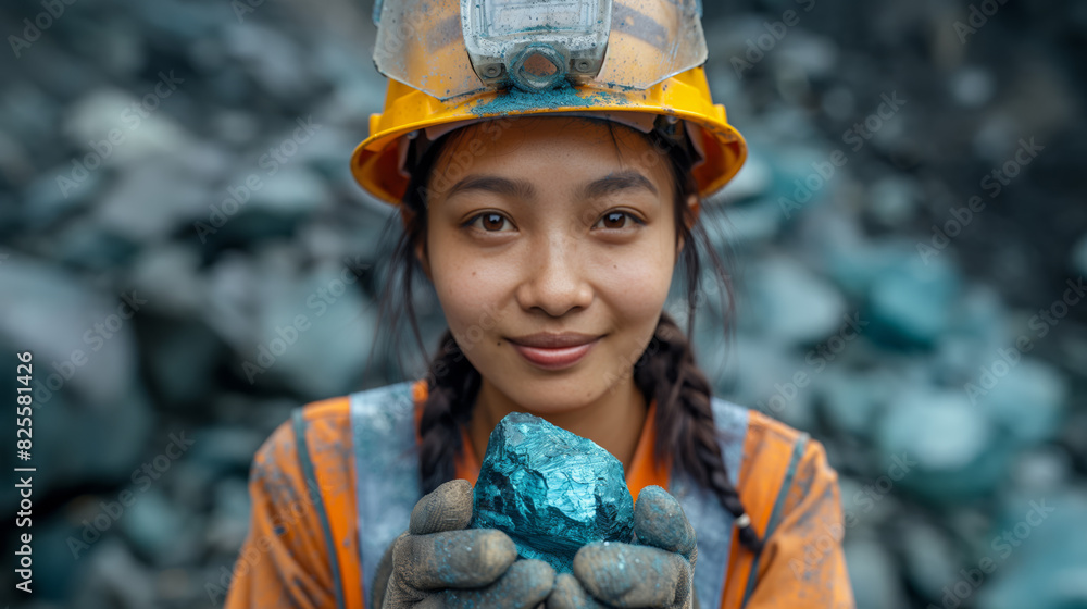 miner holds crystals of cobalt mineral miner holds crystals of cobalt mineral