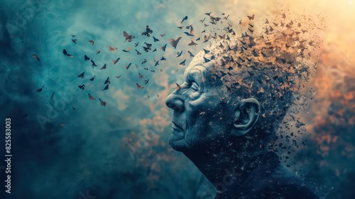 Memory loss due to dementia. Alzheimer concept. Lost of memory and mental illness © Ibad