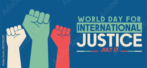 World Day for International Justice. background, banner, card, poster, template. Vector illustration.