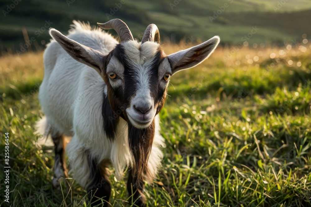 goat in the grass on a sunny day