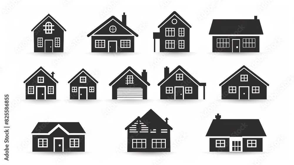 Collection home icons. House symbol.
