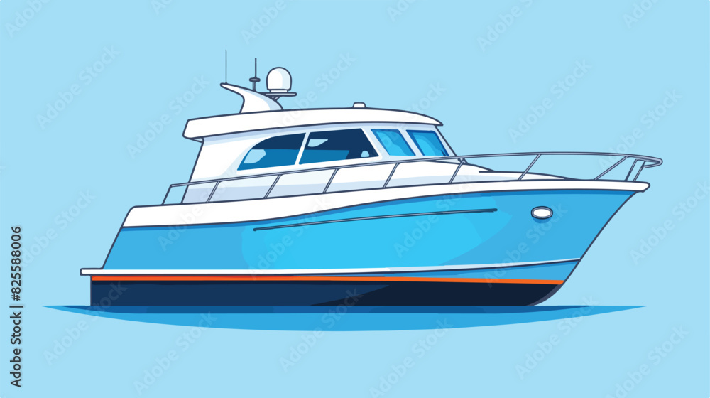 Motor sea travel boat cartoon icon flat vector illu